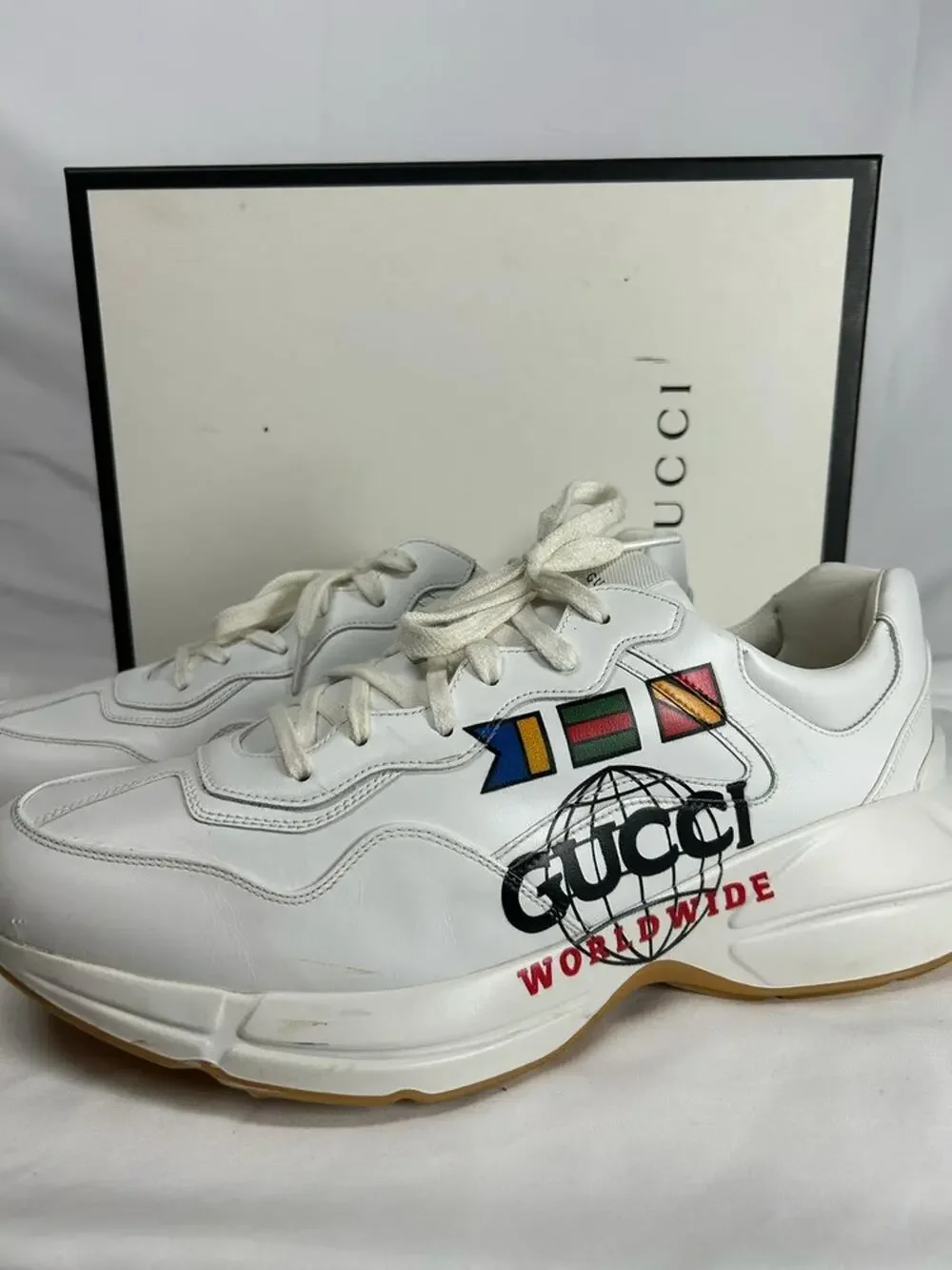 Gucci Rhyton Worldwide Sneakers Men's Size 12 SPB-SAL (344197)